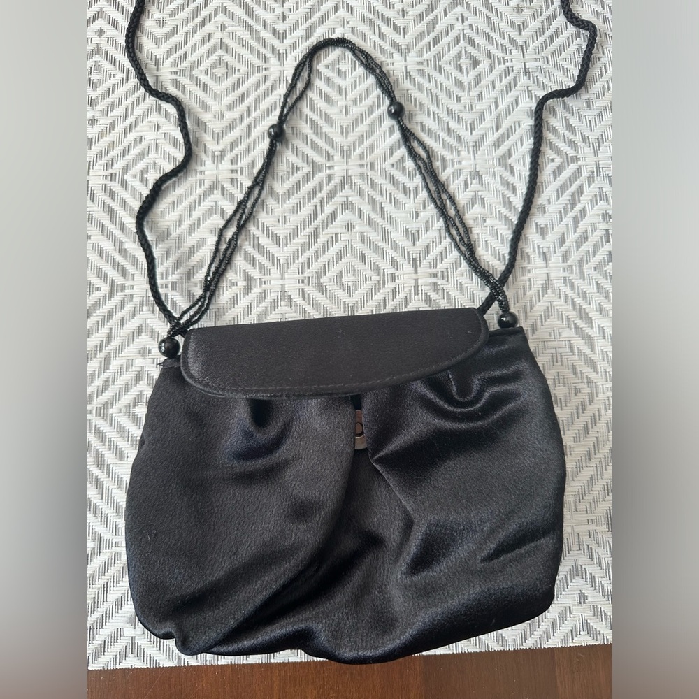 Black satin evening purse